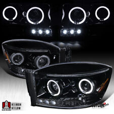 Fit 2006-2008 Dodge Ram 1500 2500 3500 Black Smoke LED Halo Projector Headlights picture