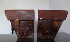 Motorcycle Side Pouch Saddlebags Saddle Bag Panniers 1 Pair Pouch Brown Leather  picture