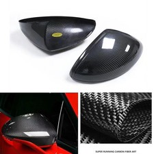 Carbon Fiber Side Mirror Cover Cap For 2016-23 Porsche 718 Boxster Cayman Black picture