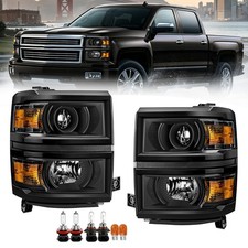 2PCS L+R Projector Headlight Assembly for 2014 2015 Chevy 1500 Silverado W/Bulb picture