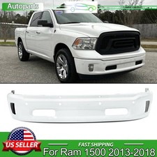 BRIGHT WHITE STEEL FRONT BUMPER PW7 BAR FOR DODGE RAM 1500 2013-18 W/ FOG LIGHT picture