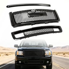 For GMC Sierra 1500 Denali Pickup 2007-2013 Upper Lower Grille Hood Molding 3Pcs picture