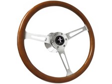 1968-78 Ford Mustang 6-Bolt Walnut Wood Shelby Steering Wheel Chrome Kit picture