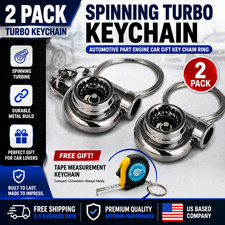 2 PACK Spinning Turbo Keychain Automotive Part Engine Car Gift Key Chain + Tape picture