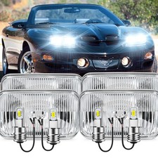 4PCS GLASS H3 LED Headlights For 1998-2002 Pontiac Firebird Trans Am H4701 H4703 picture