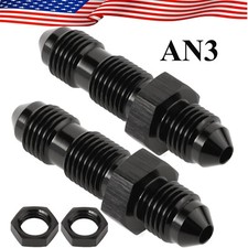 2pcs Bulkhead Fitting -3 An An3 Male To Male Straight Adapter With Nut Aluminum picture