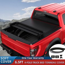 6.4FT/6.5FT 4-Fold Soft Tonneau Cover For 02-26 Dodge Ram 1500 2003-26 2500 3500 picture