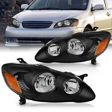 Left & Right Black Headlamps Headlights Assembly For 2003-2008 Toyota Corolla picture