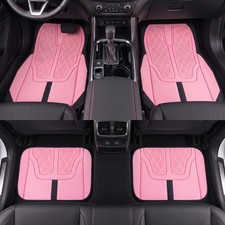 New 4PCS Set Pink Universal Fit Car Floor Mats Front Rear Carpet Soft Floor Mats picture