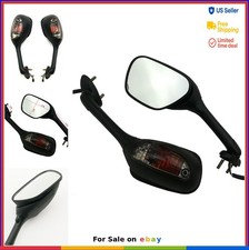 Motorcycle Side Mirrors Turn Signals ABS Black Convex Lens for Suzuki GSXR SV picture