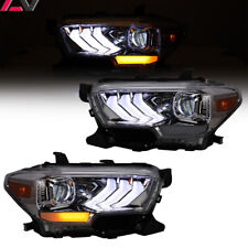 LED DRL Sequential Headlights For 2016 -2019 Toyota Tacoma Chrome Clear Lamps picture
