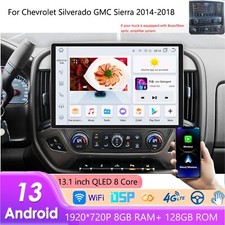 13.1''8+128G Wireless CarPlay GPS Head Unit For Chevy Silverado GMC Sierra 14-18 picture