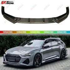Gloss Black/Carbon Fiber Front Bumper Lip For 21+Audi RS6 Avant RS7 Sportback C8 picture