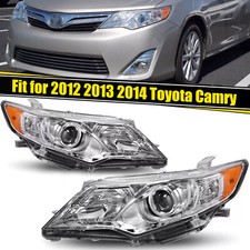 Projector Chrome Headlight Assembly Left+Right For 2012 2013 2014 Toyota Camry picture
