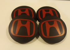 Red / Black Honda Wheel Rim Center Caps Chrome Logo 69MM/2.75 Set of 4 picture