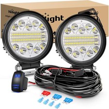 Nilight 2PCS 4.5 Inch LED Pods Round Spot Flood Combo Work Lights Wiring Harness picture