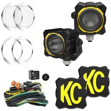 KC HiLiTES 265 2 White Amber LED Off Road Square Lights Pair Kit Black Aluminum picture