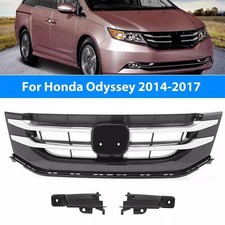 Fits 2014-2017 Honda Odyssey Black Front Bumper Upper Grille Grill W/Chrome Trim picture