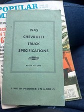 1945 Chevrolet truck Specifications Manual Limited Production Models Vintage OEM picture