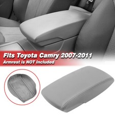 Fits 2007-2011 Toyota Camry Middle Console Lid Armrest Leather Cover Trim Gray picture