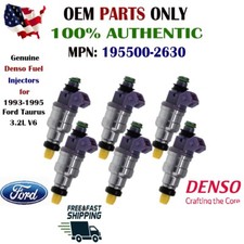 Genuine Denso 6PCS Fuel Injectors for 1993-1995 Ford Taurus 3.2L V6 #195500-2630 picture