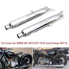 Motorcycle Fishtail Pipe Exhaust Muffler For BMW M1 M72 R71 R12 MT12 Chrome picture