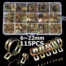 115PCS Hose Clamps Assortment Kit Steel Spring Clip Water Fuel Tube Air Pipe New picture