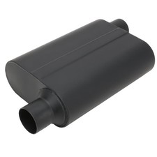 Speedway Motors Welded Chamber Muffler, 2.5 Inch, Offset Inlet/Offset Outlet picture