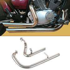 For Yamaha Virago 125 250 XV125 XV250 Polish Full Shots Staggered Exhaust Pipes picture