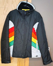 VINTAGE JOHN DEERE SNOWMOBILE JACKET FULL ZIP INSULATED MULTICOLOR MENS MEDIUM picture