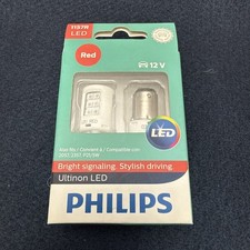NEW Philips Ultinon LED Light 1157R Red 2 Bulbs Stop Brake Replacement picture
