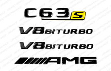 Black Yellow Emblems Badges Stickers for Mercedes-Benz C63s V8 Biturbo AMG W206 picture