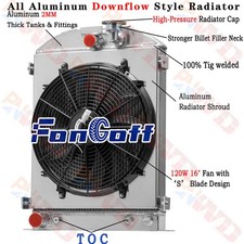 4 Row Aluminum Radiator Shroud Fan for 1929-31 Ford Model A Ford V8 Engine 3.3L picture