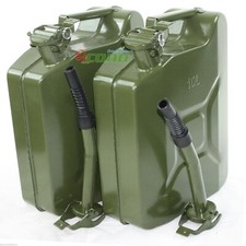 Lot 2 10L 2.5 Gallon Jerry Can Gas Steel Tank Green Military NATO Style picture