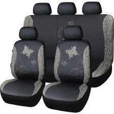 Fashion-Forward Faux Leather Car Seat Covers with Butterfly Design – 9 Piece Set picture