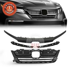 Fit 2019-20 2021 Honda Pilot Front Upper Grille Full Glossy Black Grill Assembly picture
