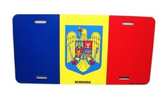 ROMANIA ROMANIAN FLAG COAT OF ARMS METAL NOVELTY LICENSE PLATE DRAPELUL ROMANIEI picture