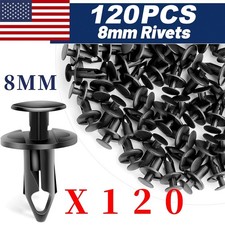 120PCS-8mm Bumper Clips Retainer Auto Car Plastic Rivets Fastener Fender Push picture