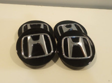 Black Honda Wheel Rim Center Caps Chrome Logo 69MM/2.75 Set of 4 picture