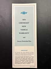 New 1970 Chevrolet New Vehicle Warranty Book Booklet GM 3970672 Protect-o-Plate picture
