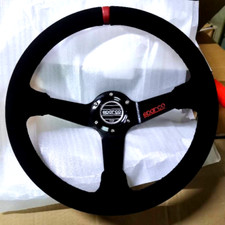 350mm Suede Leather Deep Dish Steering Wheel Fit for MOMO hub SPC Drifting Red S picture