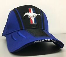 NEW RED WHITE BLUE TRI-BAR FORD MUSTANG PONY MACH 1 BLUE/BLACK CAP/HAT picture