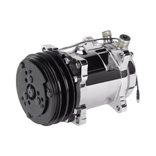 AC Compressor Fits Sanden 508 Style V-Belt 12V Chrome Black 2 Groove picture