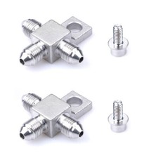 3AN AN-3 Stainless Steel JIC3 AN3 3-Way Male Brake Hose Fitting Tee Adapter 2Pcs picture