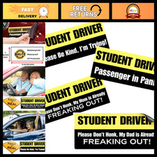 Funny Student Driver Magnet 4 Pack - Removable Bumper Stickers, Safety Signs for picture