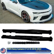 Glossy Black Side Skirts Rocker Panel Extension for 16-22 Chevy Camaro ZL1 Style picture
