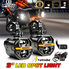 AUXBEAM Motorcycle LED Spot Lights Driving Headlight Fog Auxiliary Lights w/DRL picture
