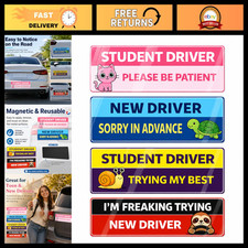 4PCS Student Driver Car Magnets - Funny Reflective Signs for New Drivers, Waterp picture