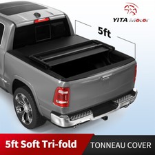 5 ft Bed Tonneau Cover Soft Tri-Fold for 2005-2026 Nissan Frontier Truck w/ Lamp picture