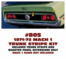 GE-805 1971-72 FORD MUSTANG - MACH 1 TRUNK LID STRIPE KIT - THREE PIECES picture